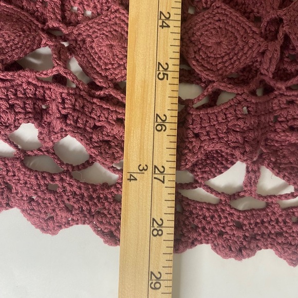 Denim 24/7 Crochet Tunic Womens L Burgandy Chunky‎ Open Knit Layer Boho Top - Picture 8 of 10